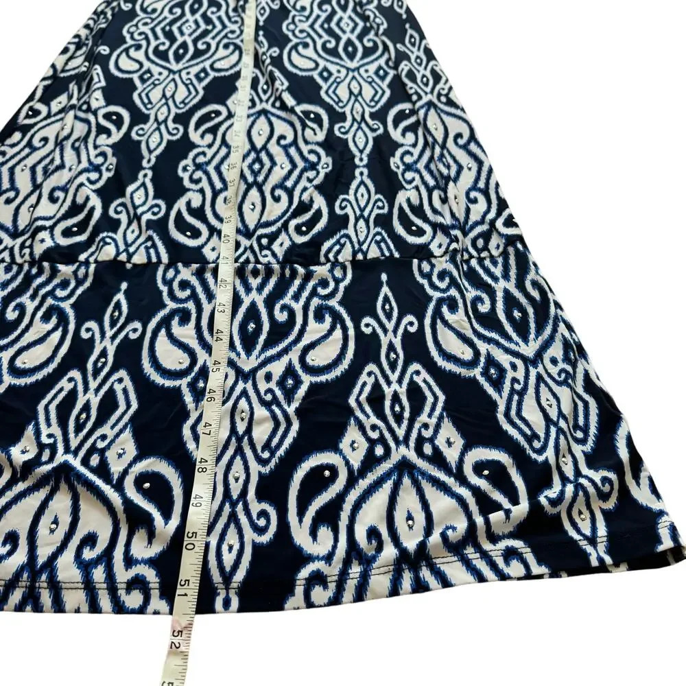 INC international Concepts Women Blue and White Halter Embellished Maxi Dress MD - Picture 6 of 10